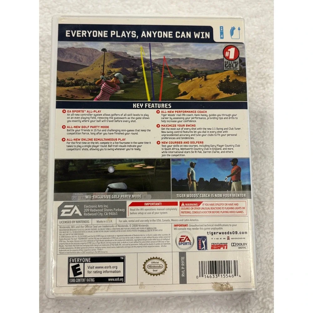 Tiger Woods PGA Tour 09 All-Play Nintendo Wii EA Sports Golf Game CIB